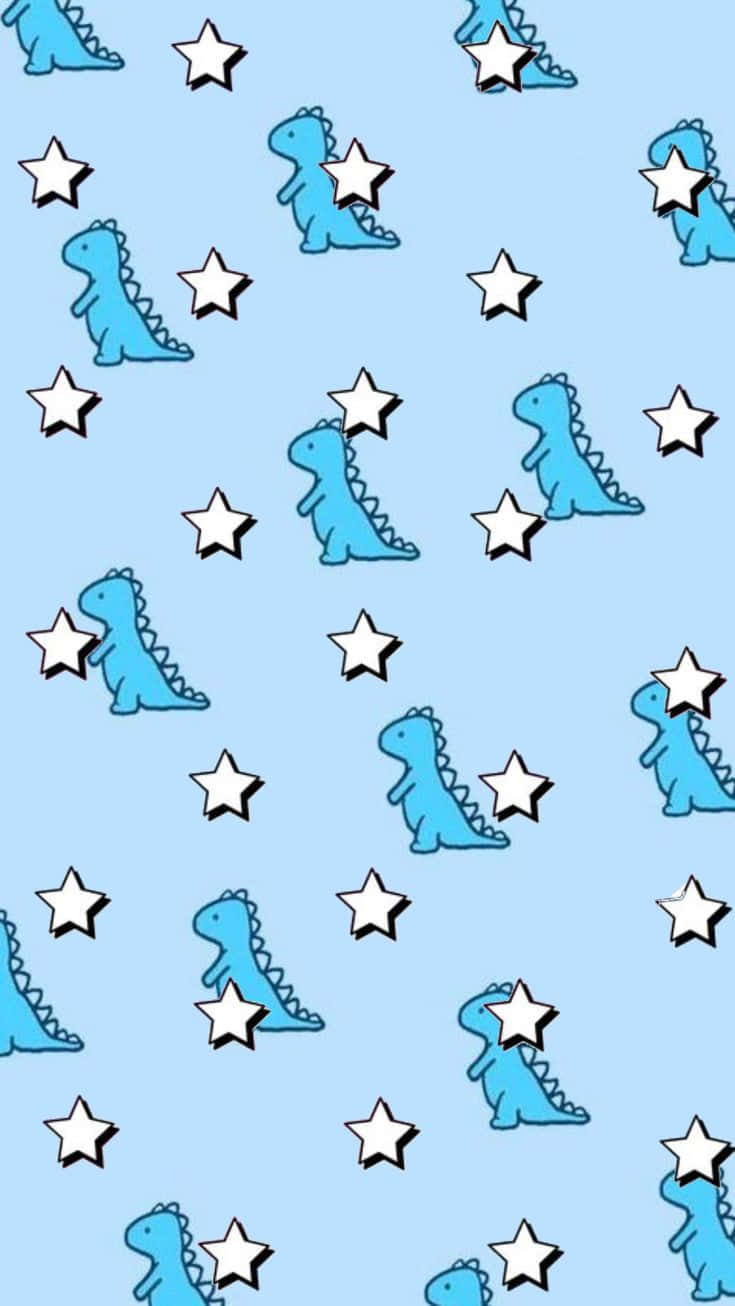 Blue Dinosaur, light blue, cute blue cartoon dinosaurs, HD Phone Wallpaper