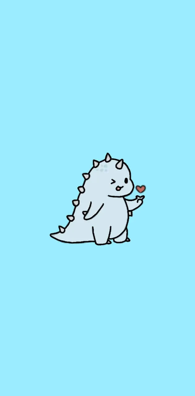 cute blue dinosaur, gray cartoon dinosaur, spikes, HD Phone Wallpaper