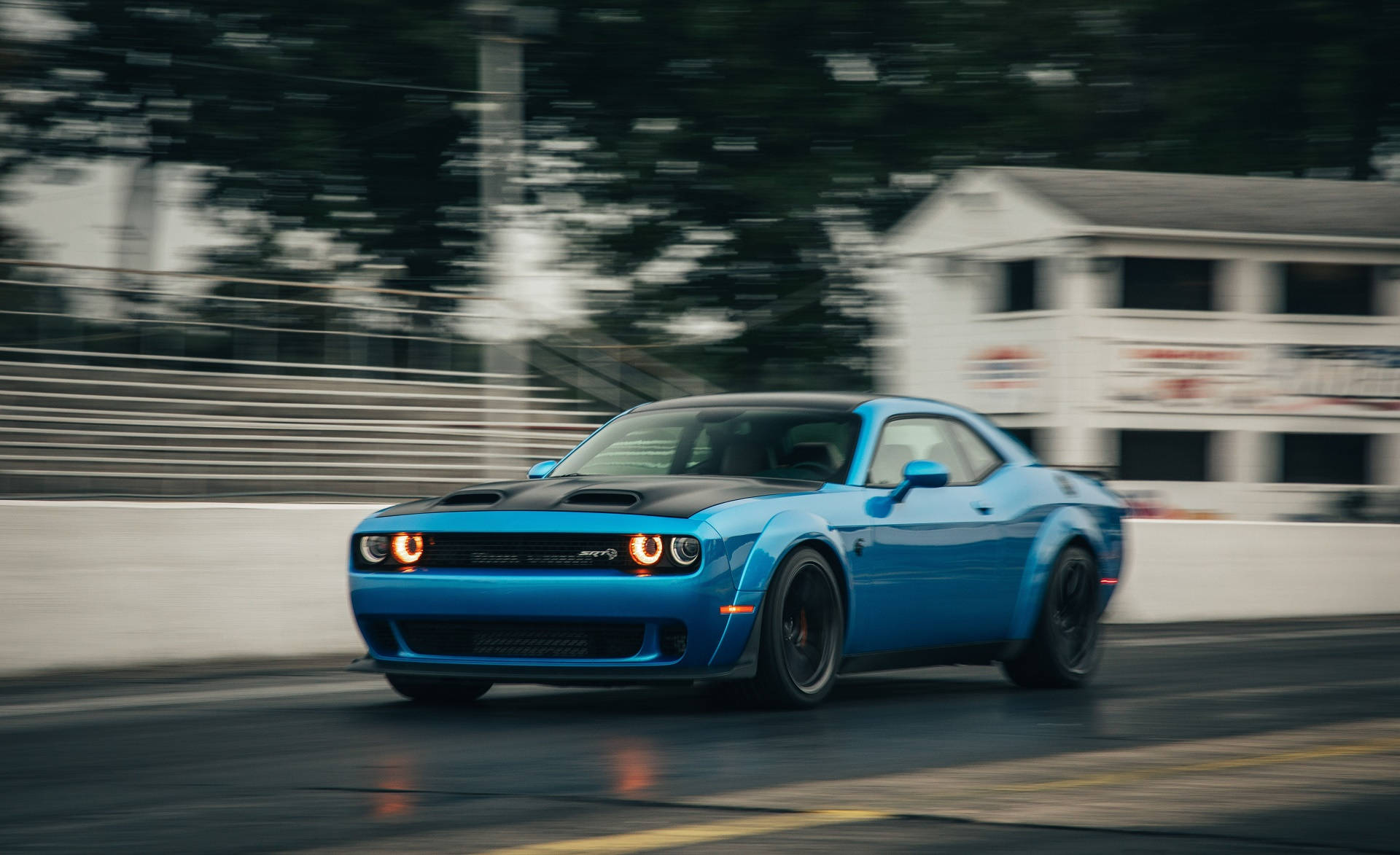 Blue Dodge Challenger, Dodge Challenger, vibrant blue, Full HD Desktop Wallpaper