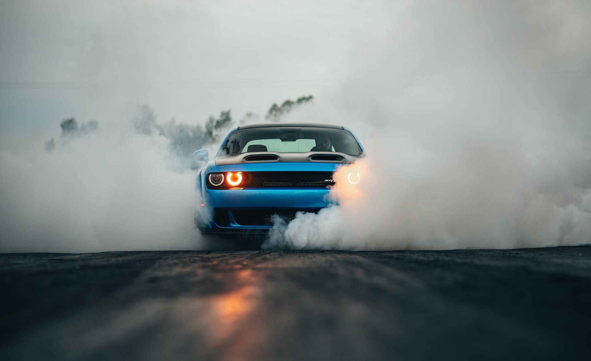 Blue Dodge Challenger, vibrant blue, muscle car, Full HD Desktop Wallpaper