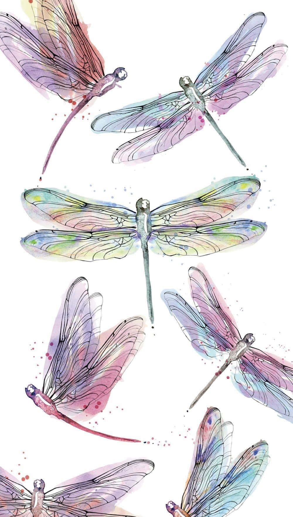 Blue Dragonfly, watercolor swirl, pastel hues, HD Phone Wallpaper