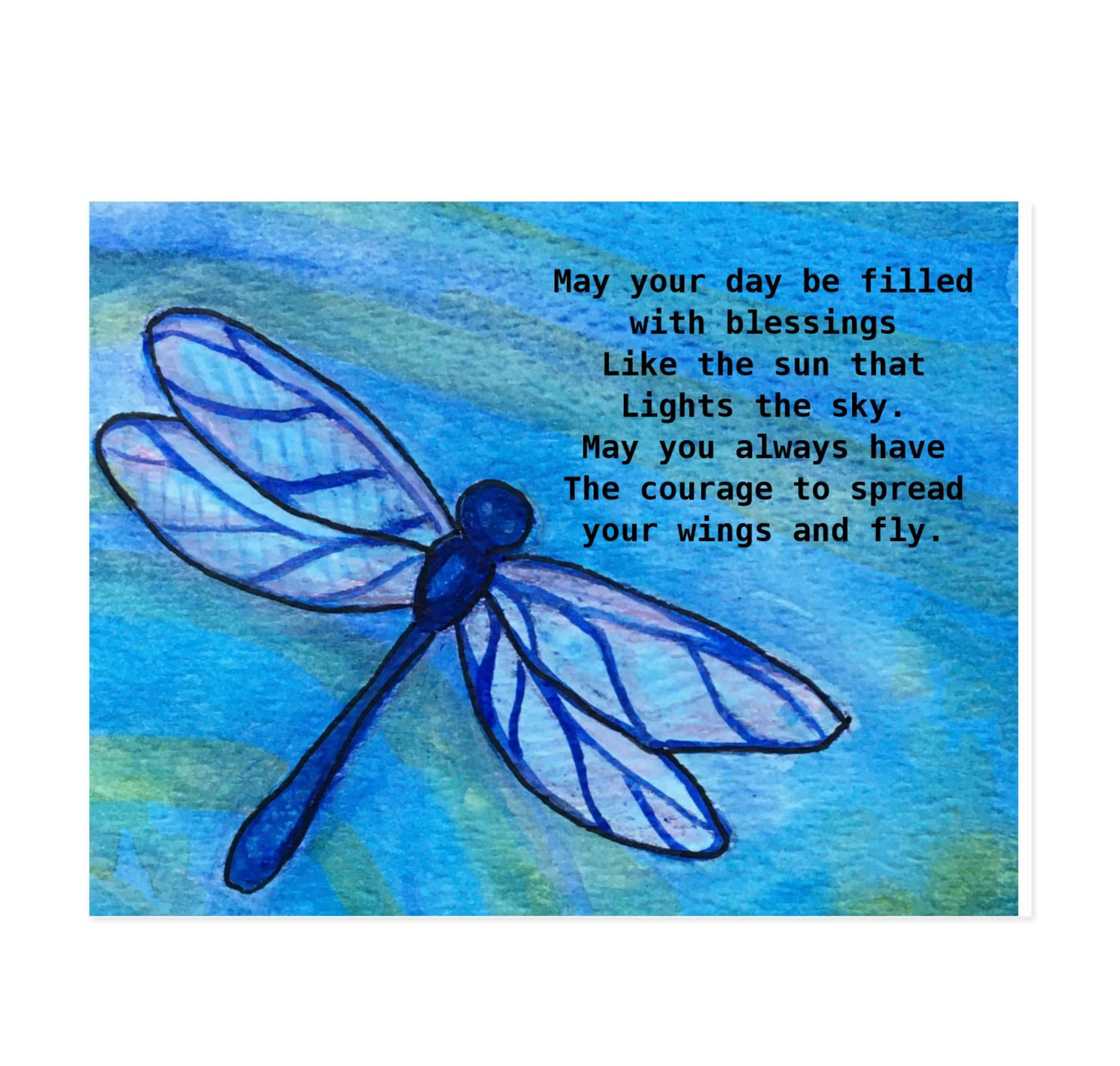 Blue Dragonfly, watercolor, blue and purple hues, Full HD Desktop Wallpaper