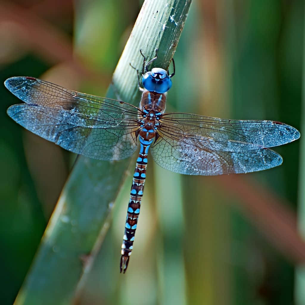 Blue Dragonfly, vivid blue, intricate wing patterns, SD Desktop Wallpaper