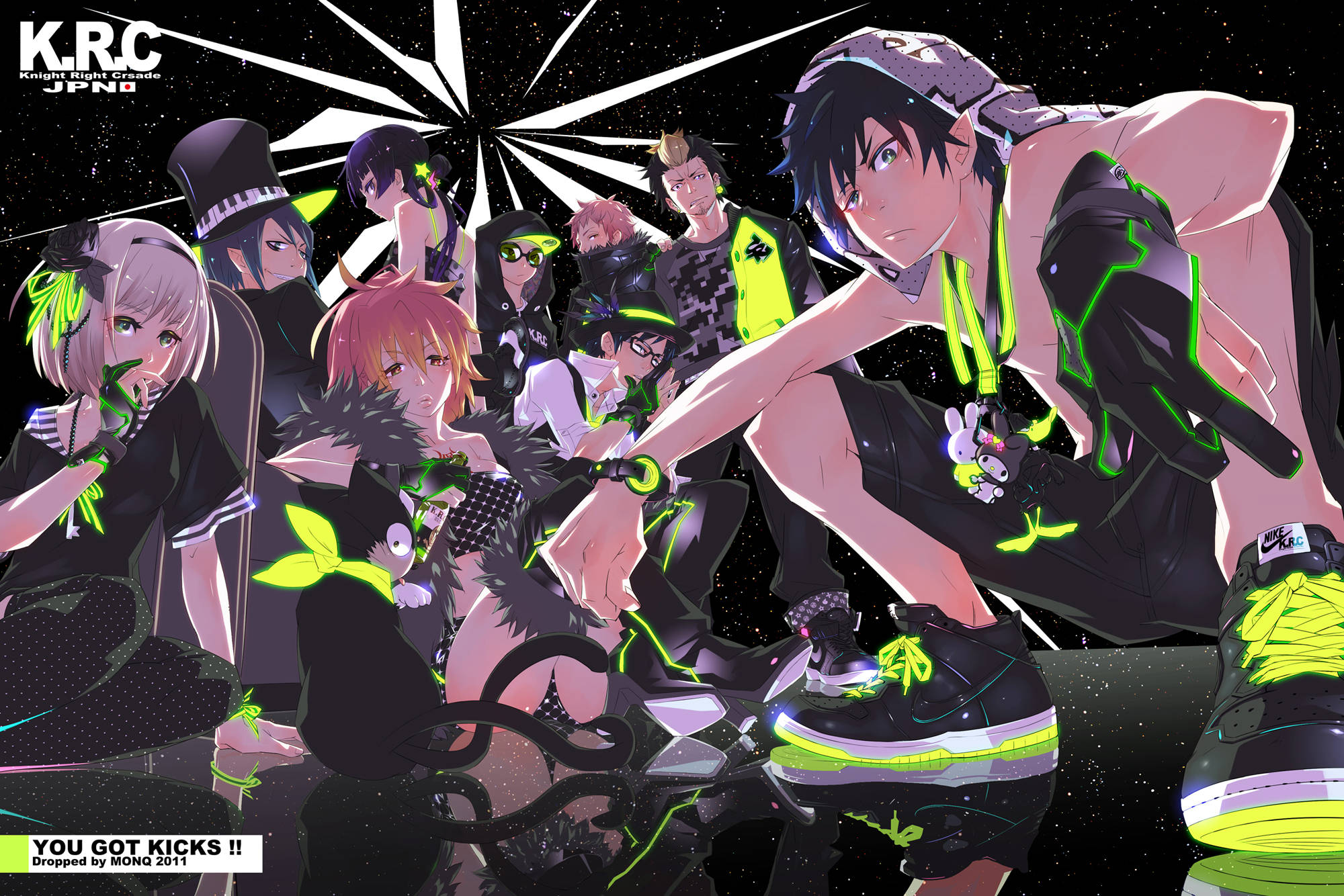 Blue Exorcist, Amaimon, neon green gear, Full HD Desktop Wallpaper