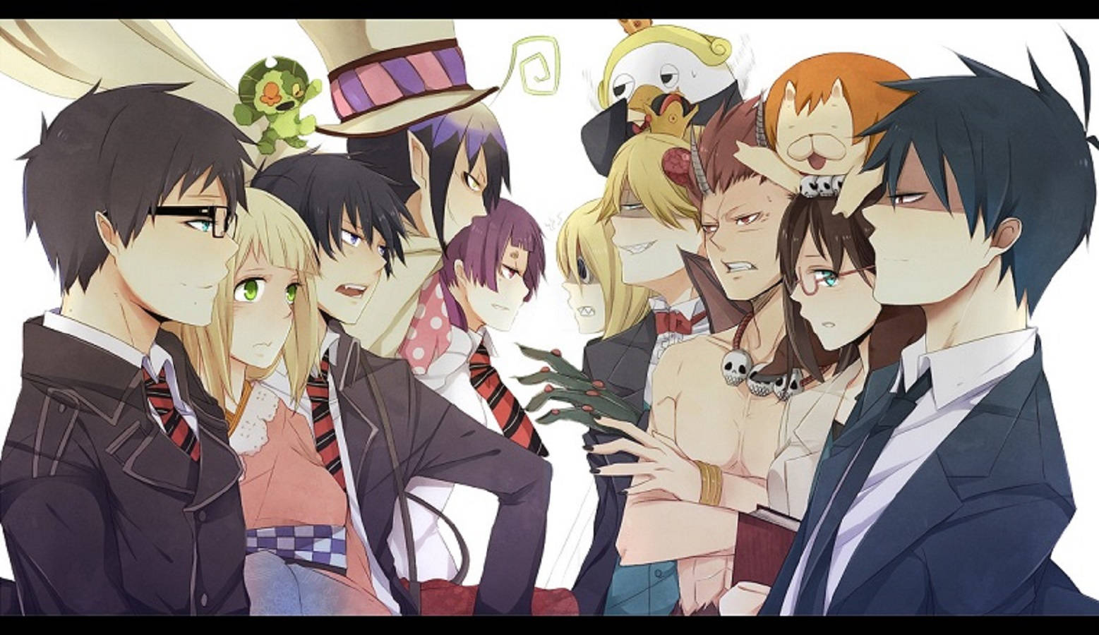 Blue Exorcist, school uniforms, quirky accessories, HD Desktop Wallpaper