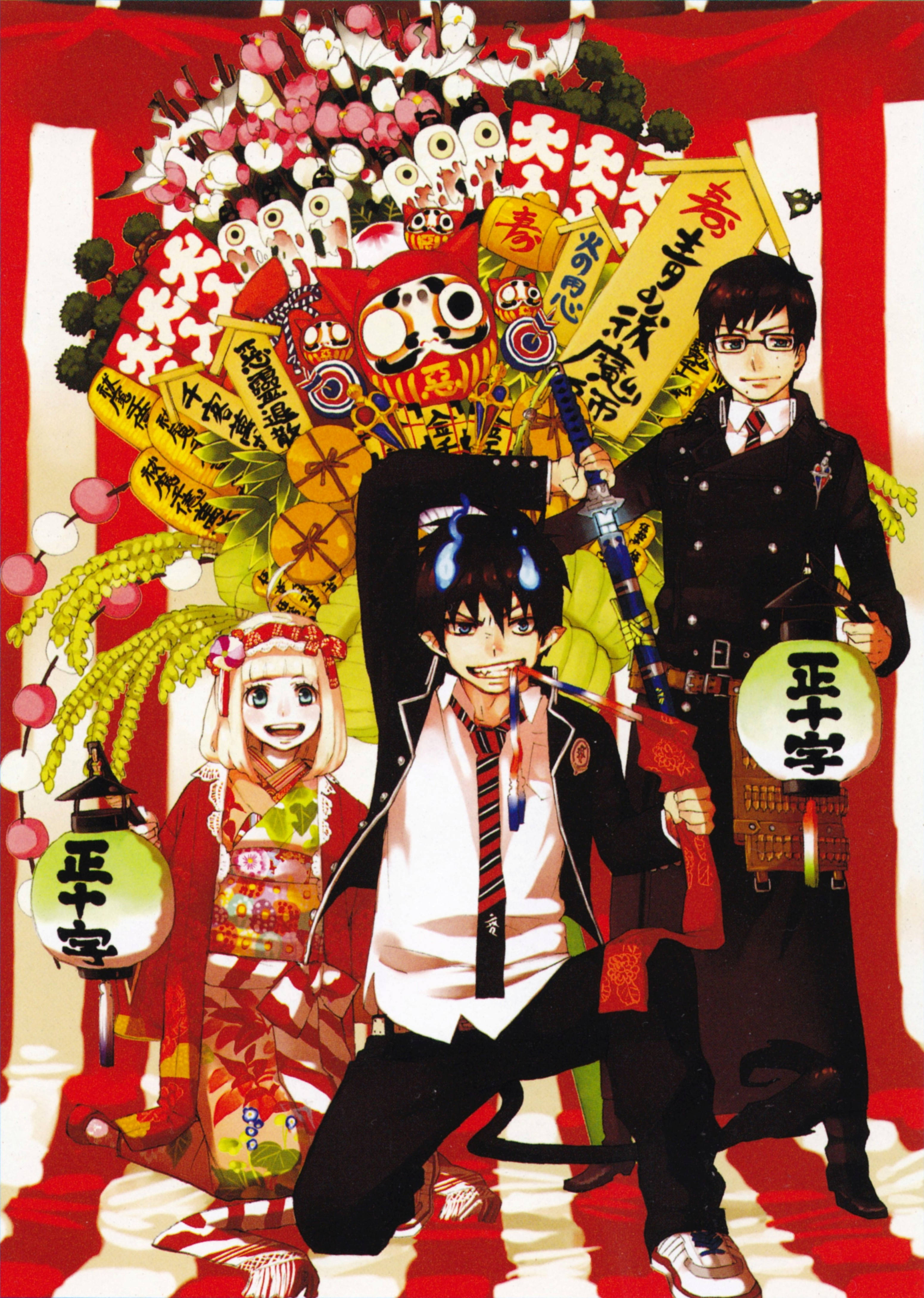 Blue Exorcist, festival, Japanese attire, 4K Phone Wallpaper
