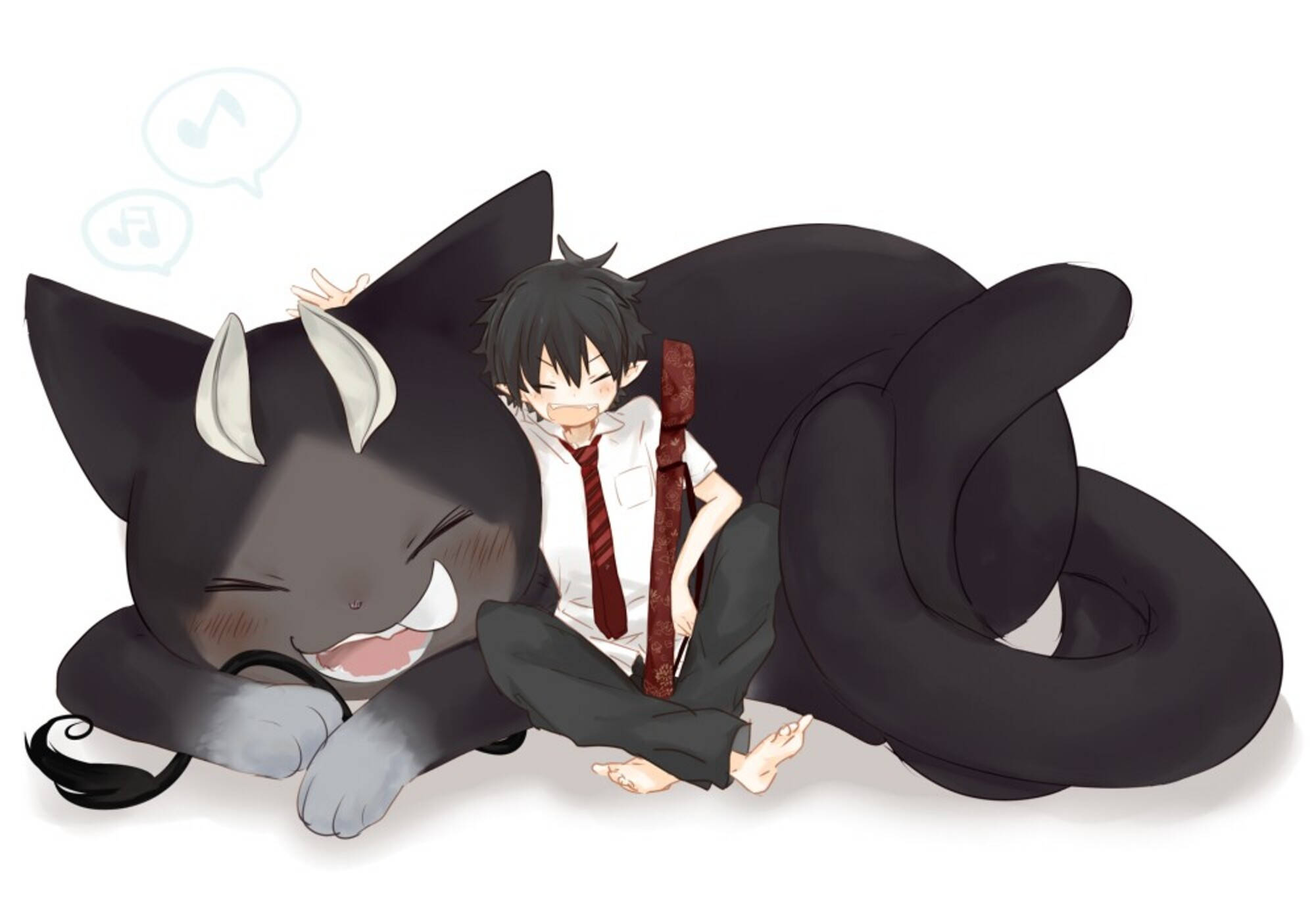Blue Exorcist, big kuro, black cat with horns, Full HD Desktop Wallpaper