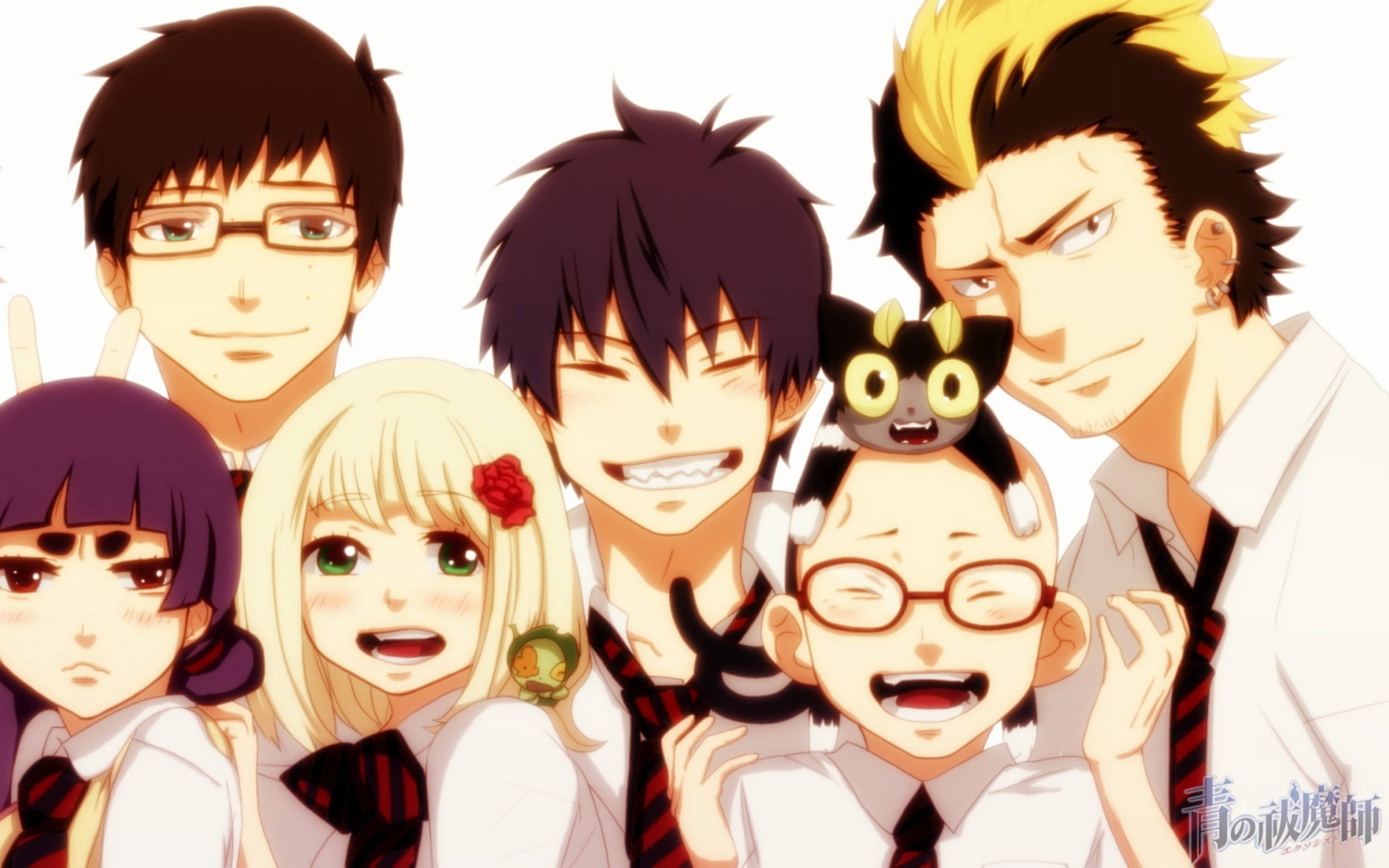 Blue Exorcist, six students, school uniforms, 2K Desktop Wallpaper