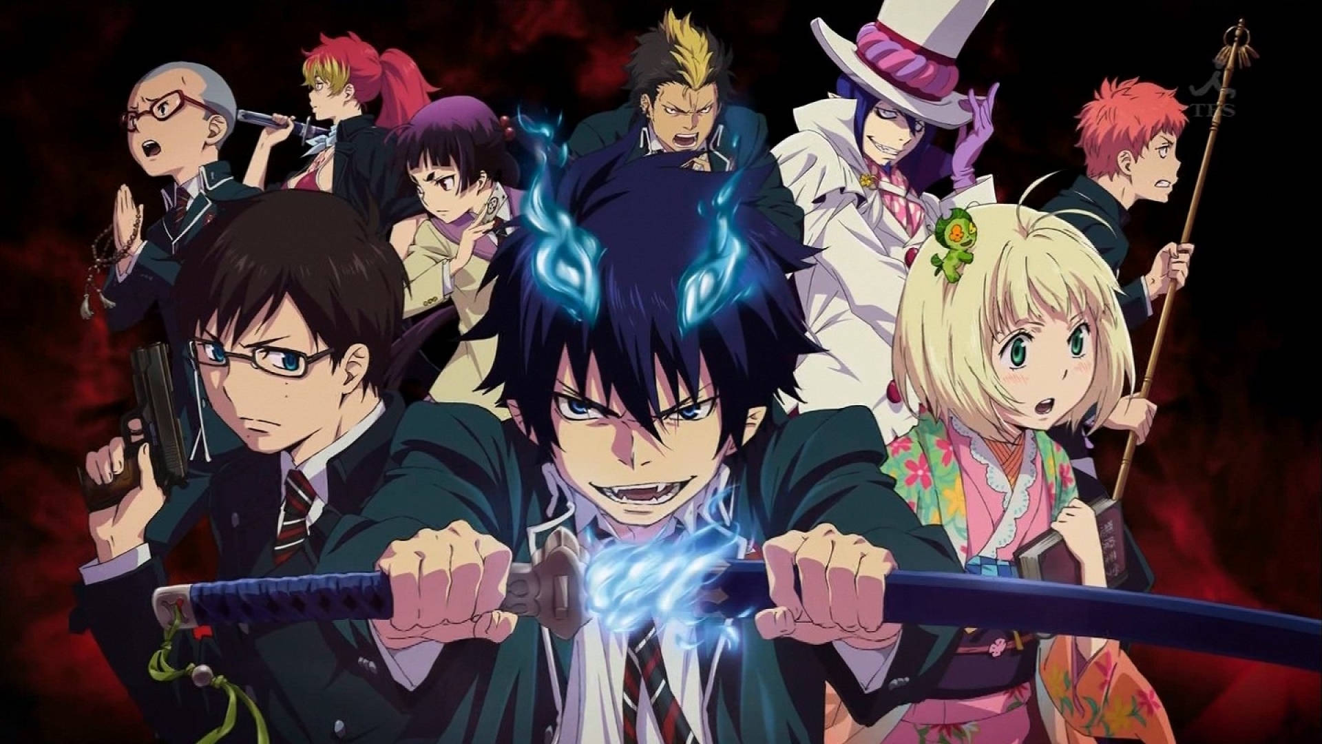 Blue Exorcist, anime group of students, school uniforms, Full HD Desktop Wallpaper