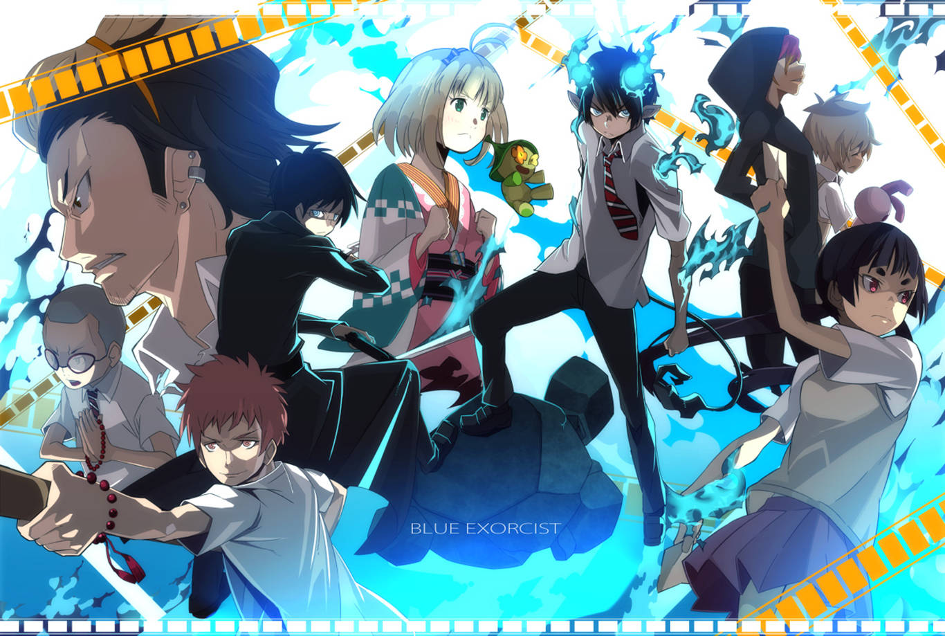 Blue Exorcist, anime characters, supernatural energy, HD Desktop Wallpaper