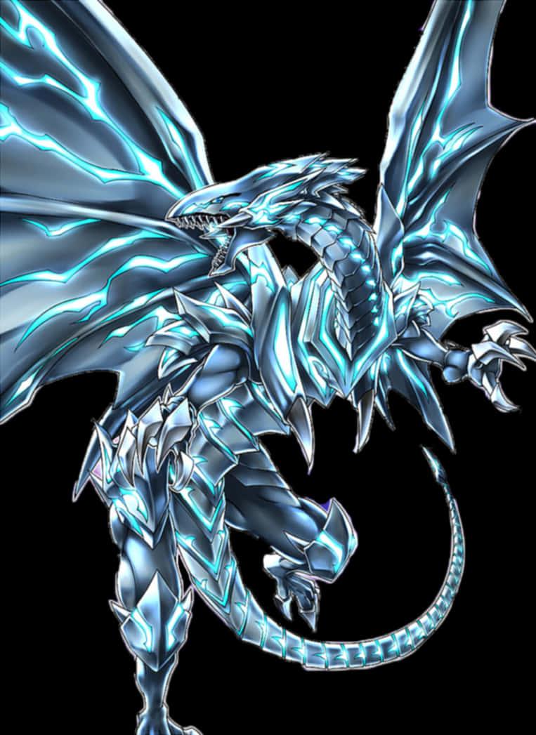 Blue Eyes White Dragon, glowing wings, sharp scales, SD Phone Wallpaper