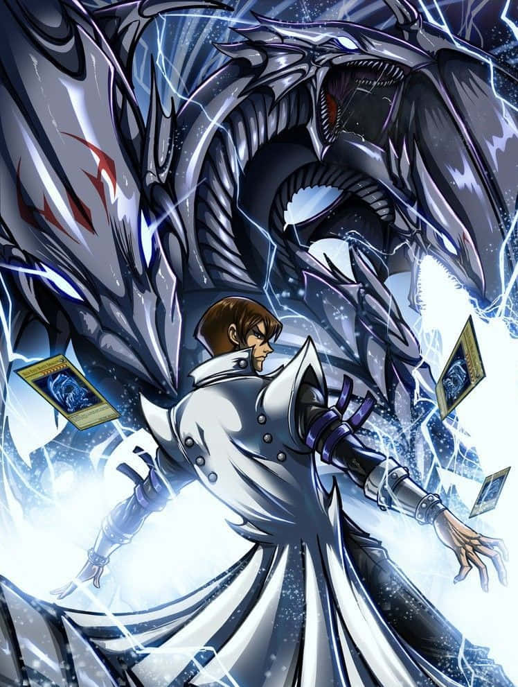 Blue Eyes White Dragon, white coat, silver dragon, SD Phone Wallpaper