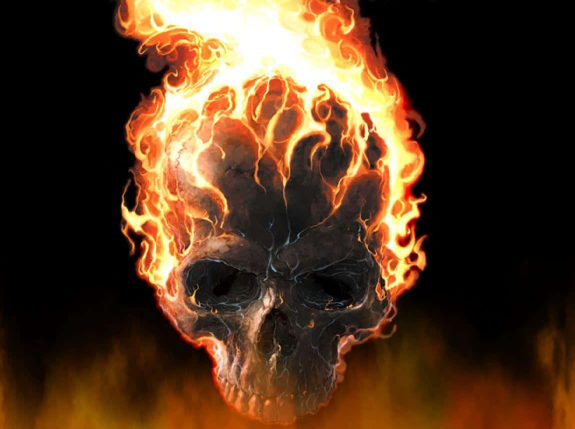 fire skull, flaming skull, orange fire, SD Desktop Wallpaper