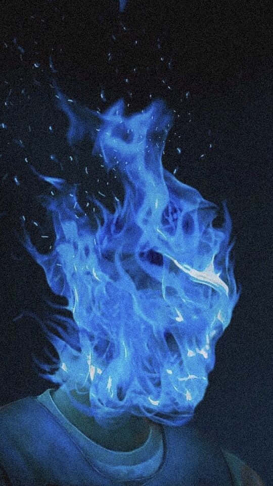 blue flame, head, vibrant blue flames, SD Phone Wallpaper