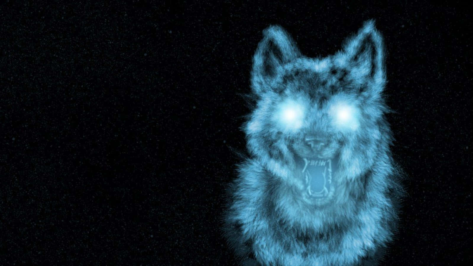 Blue Fire Wolf, glowing blue werewolf, bright eyes, HD Desktop Wallpaper