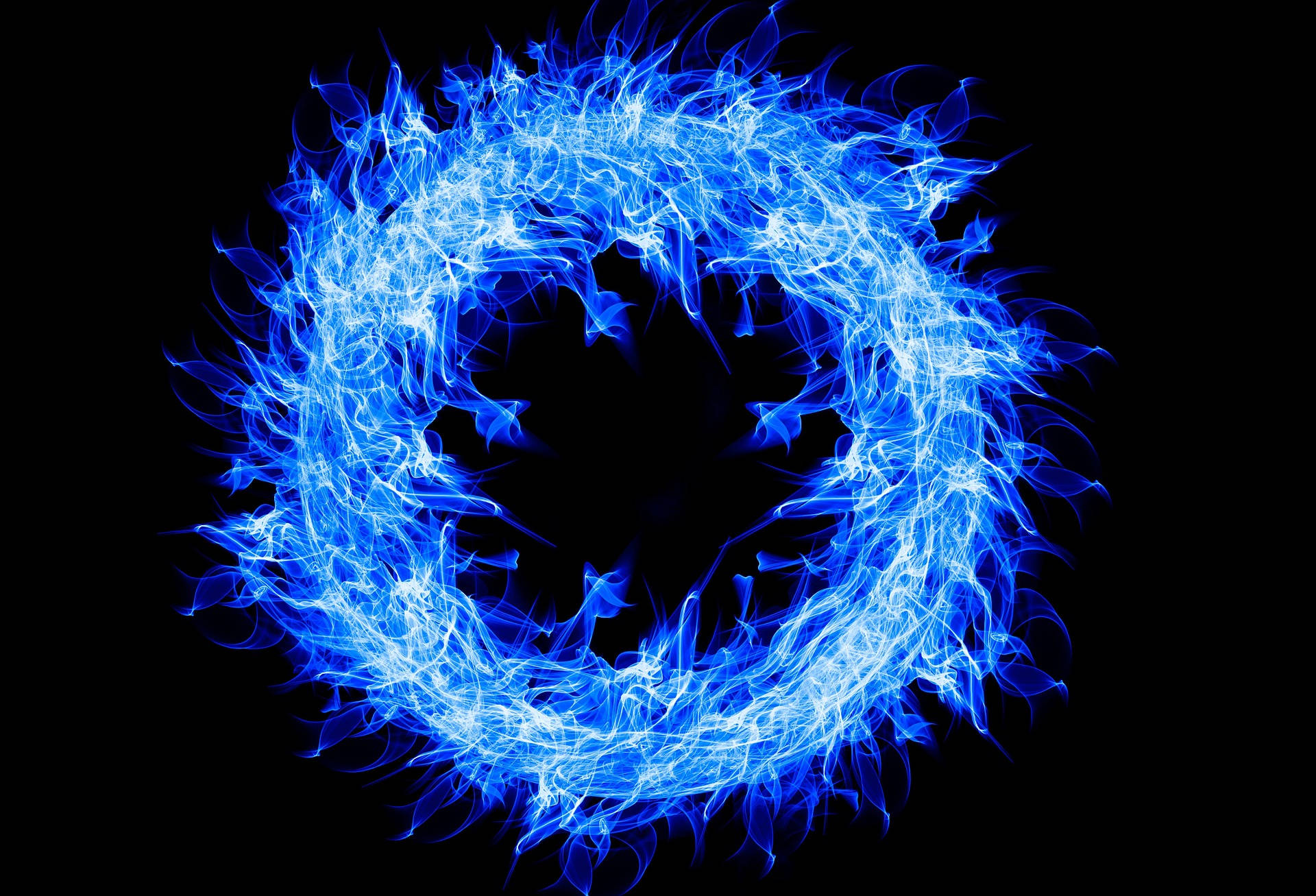 Blue Fire Ring, vibrant blue electric plasma ring, jagged fiery tendrils, Full HD Desktop Wallpaper