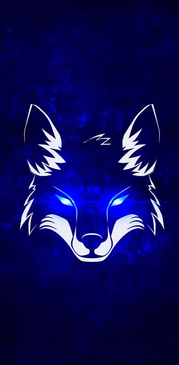 cool blue wolf, glowing white wolf head, electric blue eyes, HD Phone Wallpaper