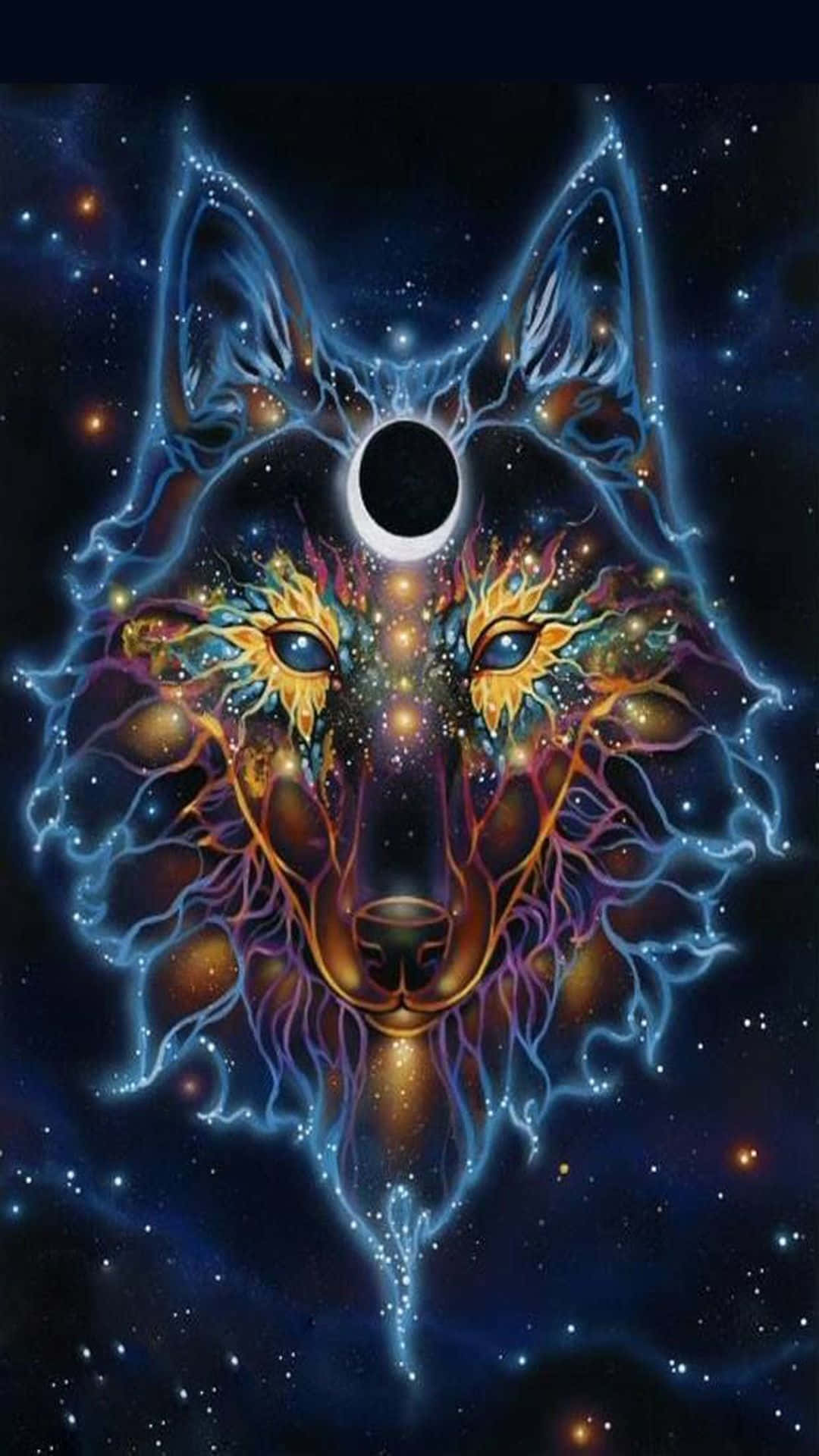 Blue Fire Wolf, glowing eyes, electric blue fur, Full HD Phone Wallpaper