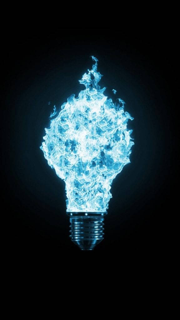 Blue Fire, light bulb, glowing blue flame, SD Phone Wallpaper