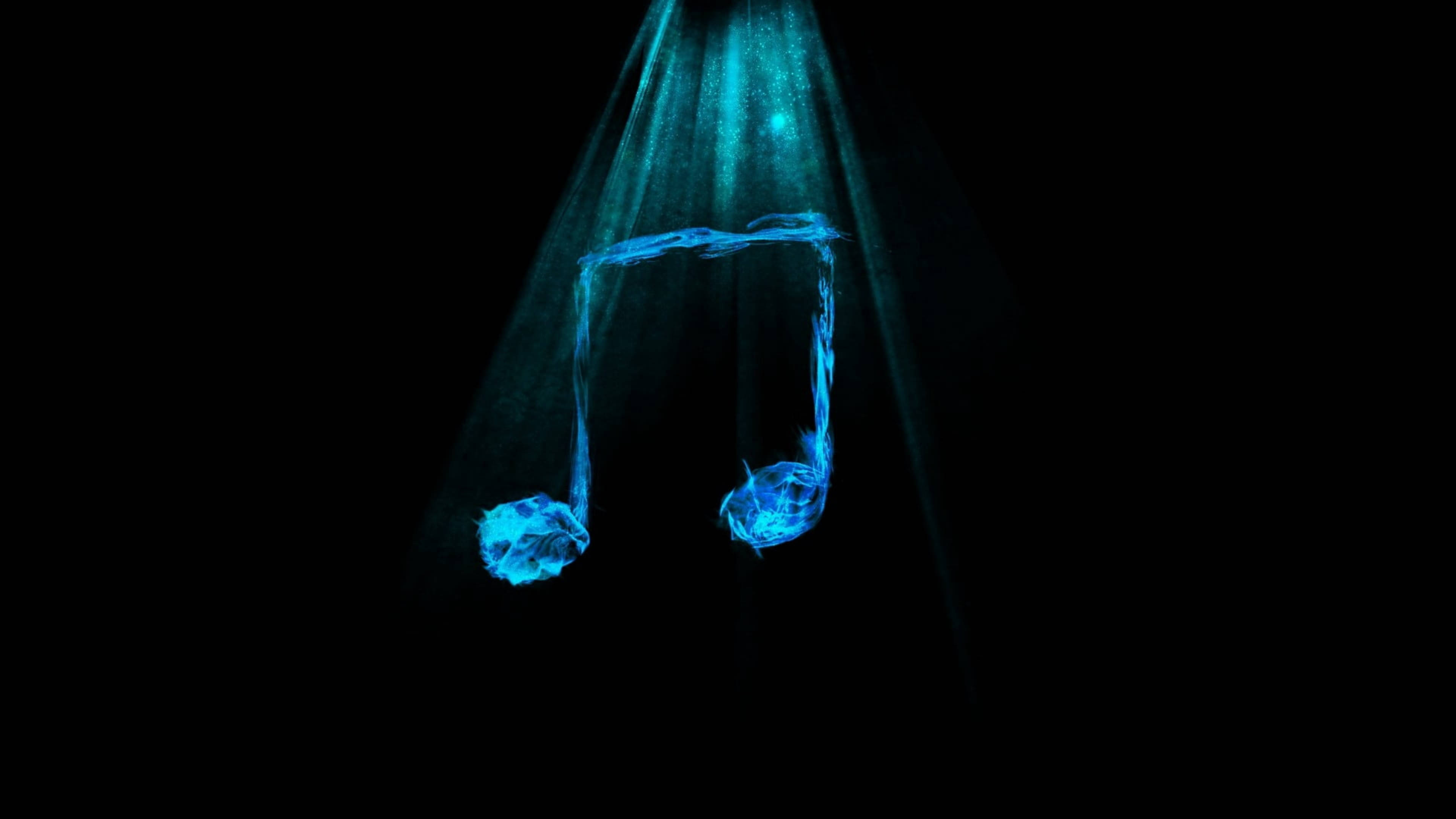 Blue Fire, musical note, glowing blue, 4K Desktop Wallpaper