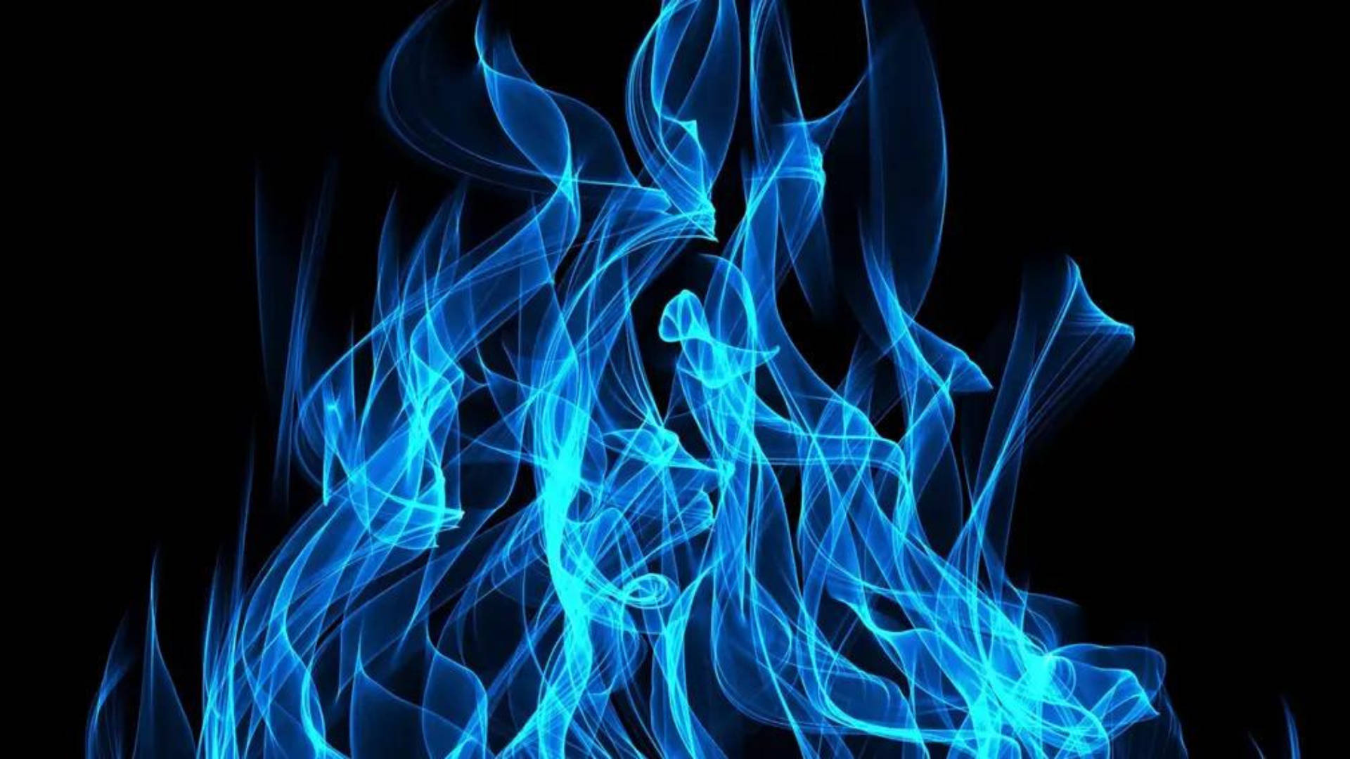 Blue Flames Aesthetic, electric blue flames, pure black void, Full HD Desktop Wallpaper