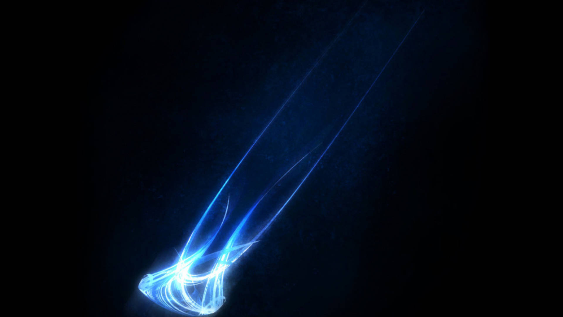 Blue Flames Light, glowing blue energy trail, dark void, Full HD Desktop Wallpaper