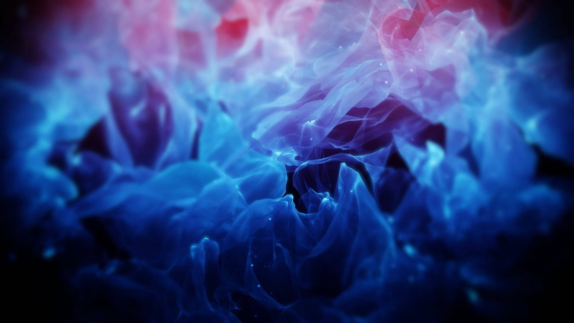 Blue Flames Roses, vibrant blue, pink nebula-like smoke, Full HD Desktop Wallpaper