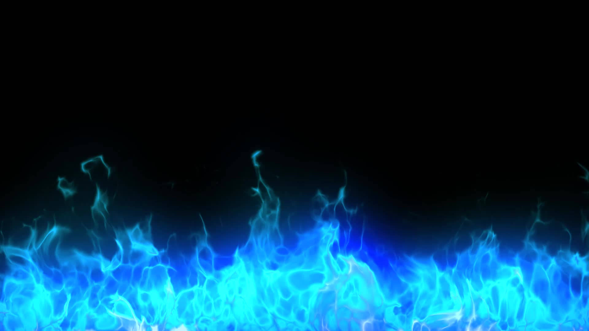 Blue Flames Fire, vibrant blue flames, stark black background, Full HD Desktop Wallpaper