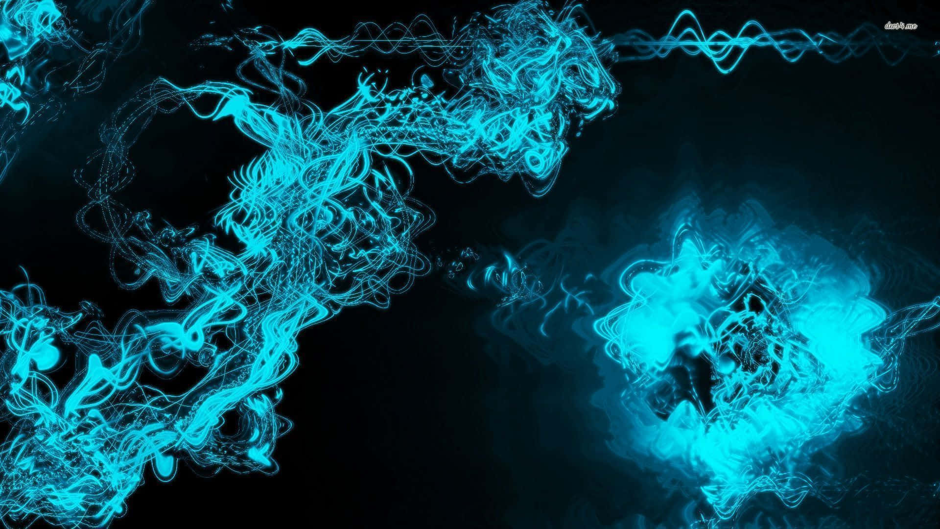 blue neon lights, cyan energy tendrils, deep black void, Full HD Desktop Wallpaper