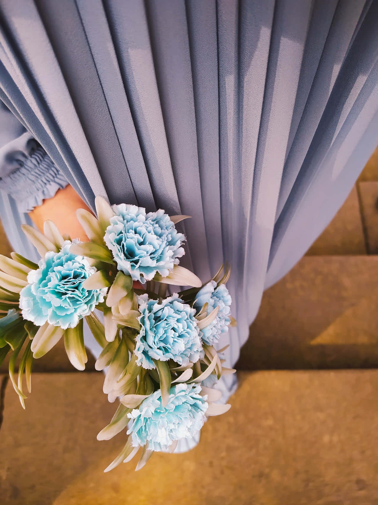 blue flowers phone, light blue carnations, lavender fabric, HD Phone Wallpaper