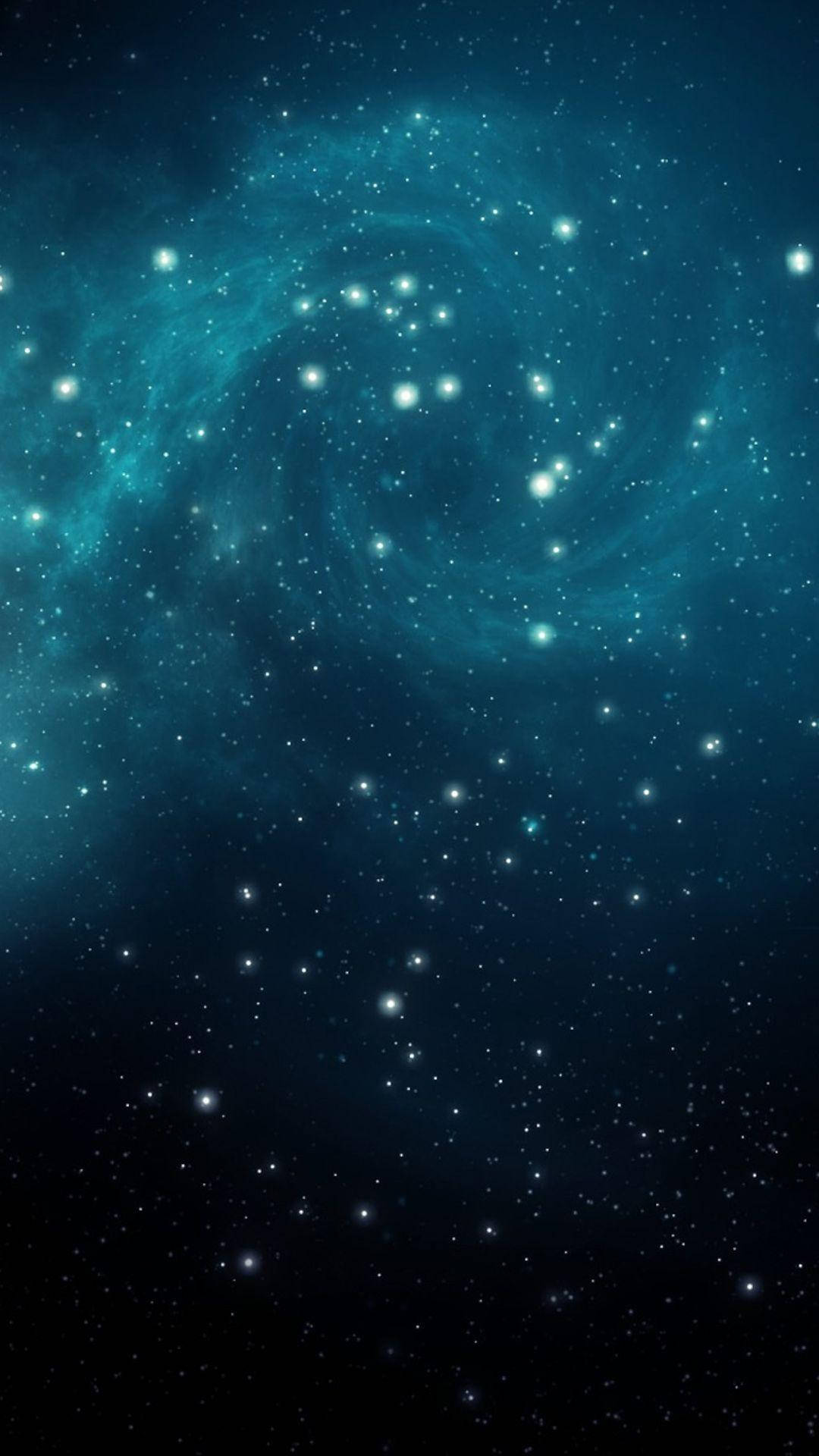 sparkly blue galaxy, swirling teal nebula, glowing stars, Full HD Phone Wallpaper