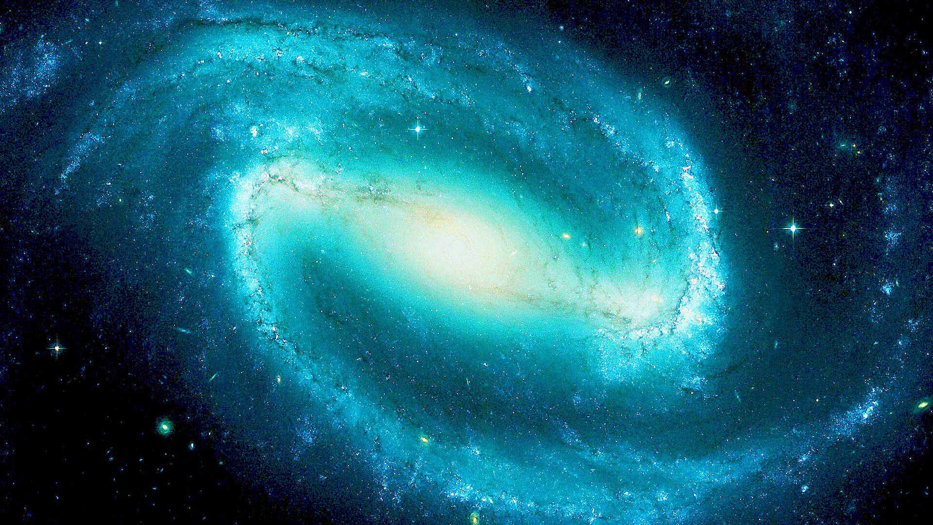 Blue Galaxy, spiral galaxy, turquoise, Full HD Desktop Wallpaper