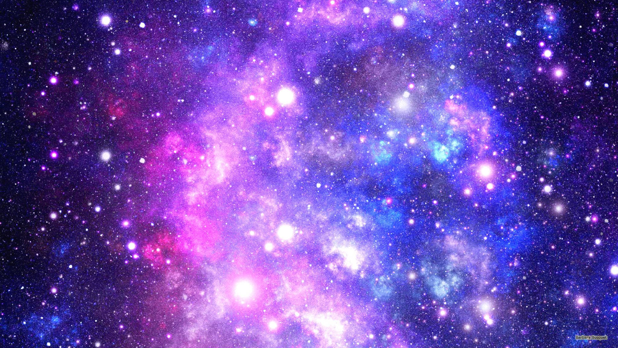 Luminous Colorful Galaxy, cosmic nebula, pink purple and blue hues, Full HD Desktop Wallpaper