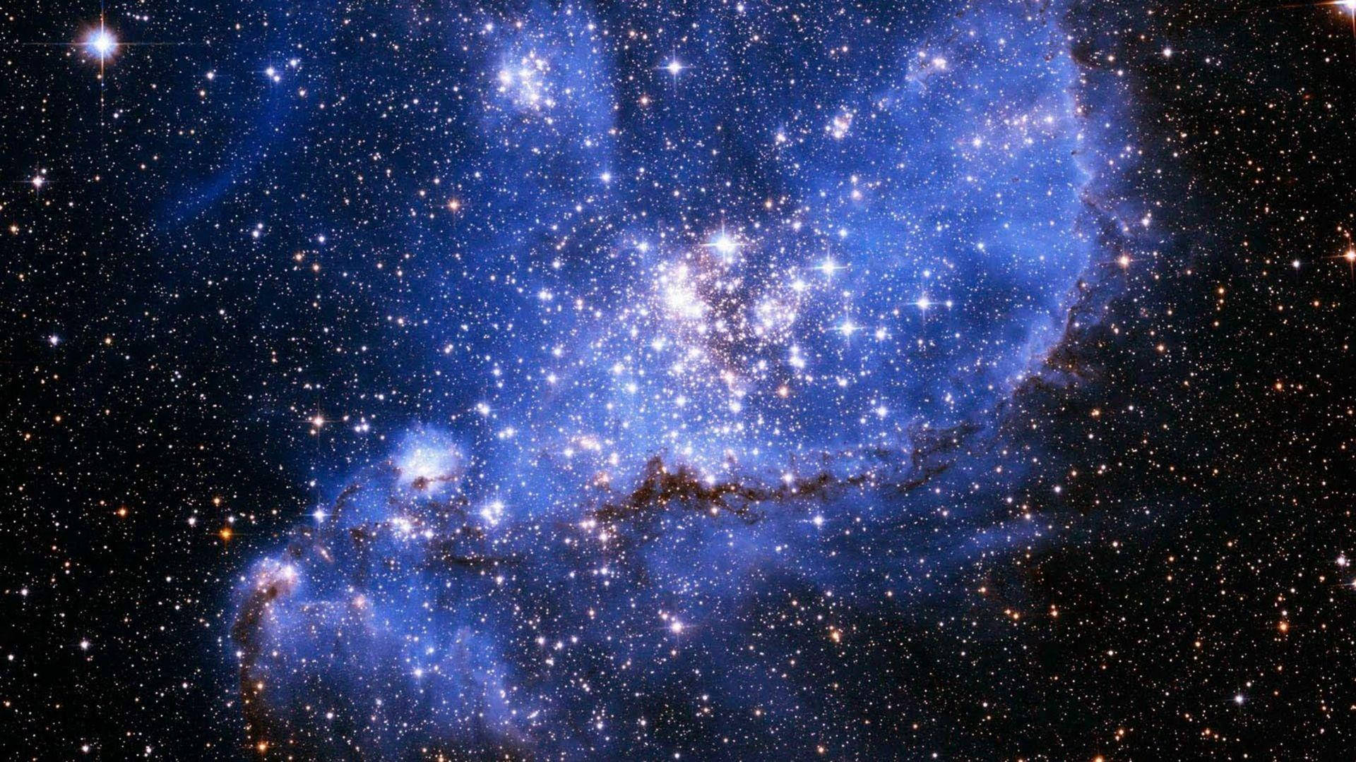 Black and Blue Galaxy, glowing blue nebula, countless sparkling stars, Full HD Desktop Wallpaper