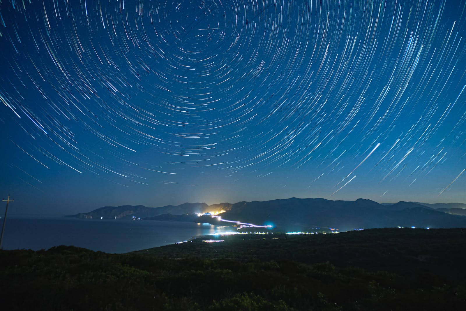 Blue Galaxy, starry night sky, star trails, HD Desktop Wallpaper