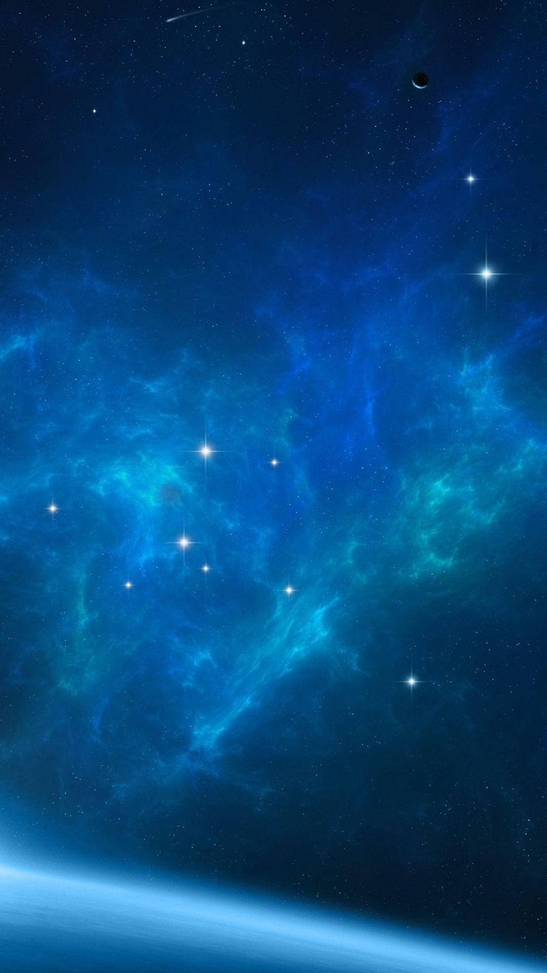 Blue Galaxy, vibrant blue nebula, glowing stars, Full HD Phone Wallpaper