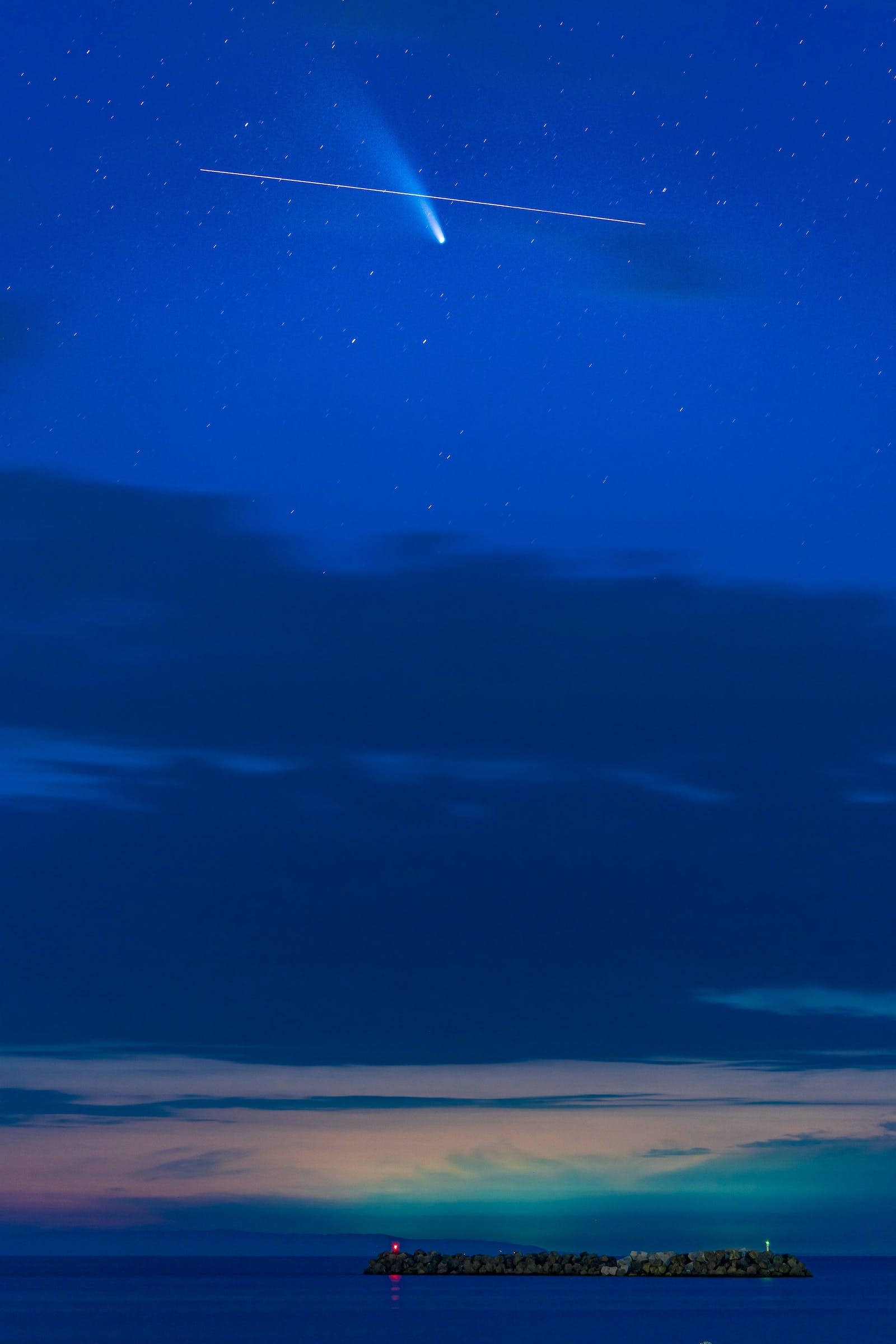 Blue Galaxy, comet, starry night sky, Full HD Phone Wallpaper