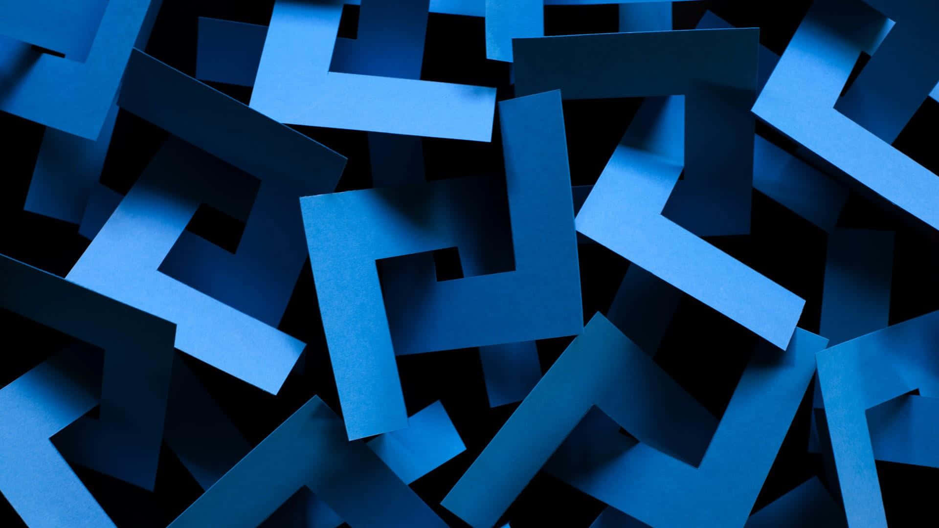 Blue Geometric, abstract blue geometric shapes, 3d composition, Full HD Desktop Wallpaper
