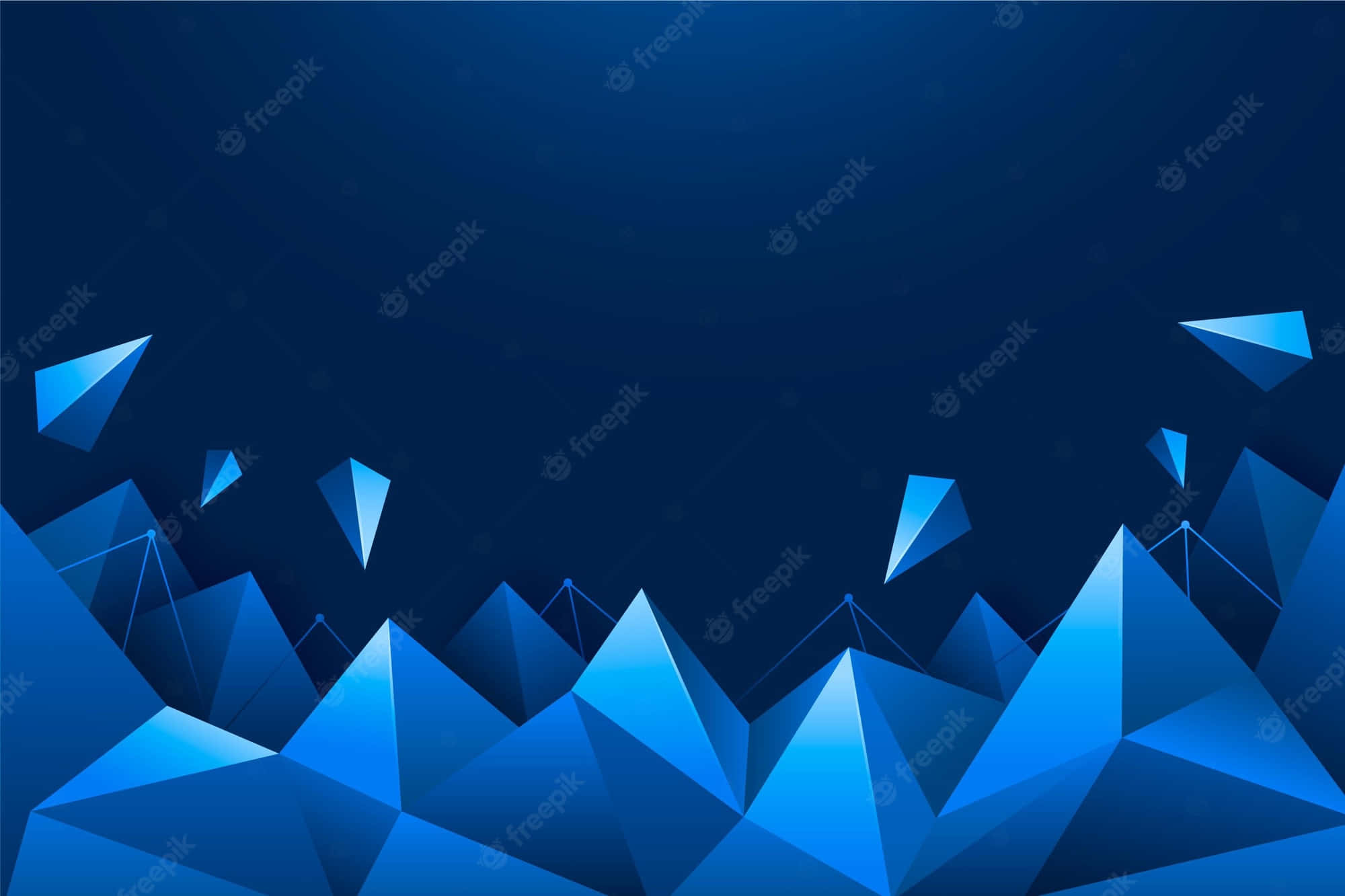 Blue Geometric, abstract blue geometric design, mountain peaks, Full HD Desktop Wallpaper
