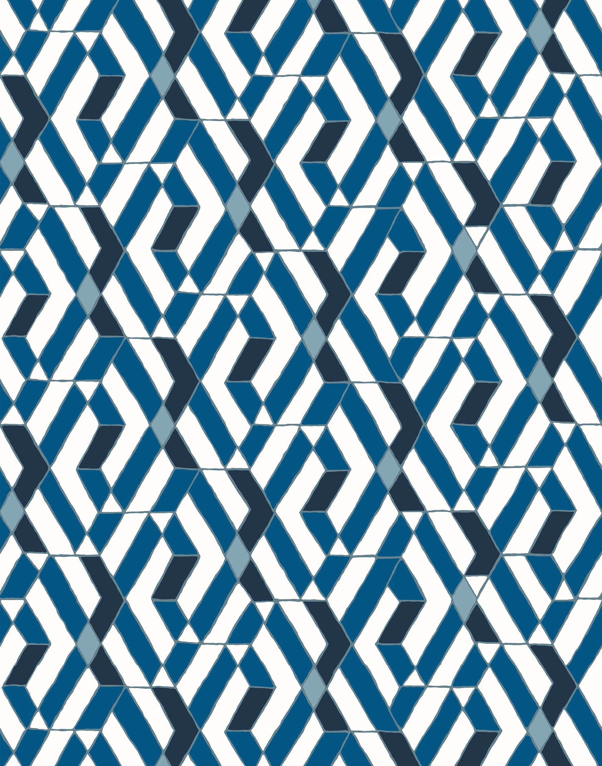 blue geometric, interlocking blue and white diamond shapes, bold geometric pattern, Full HD Phone Wallpaper