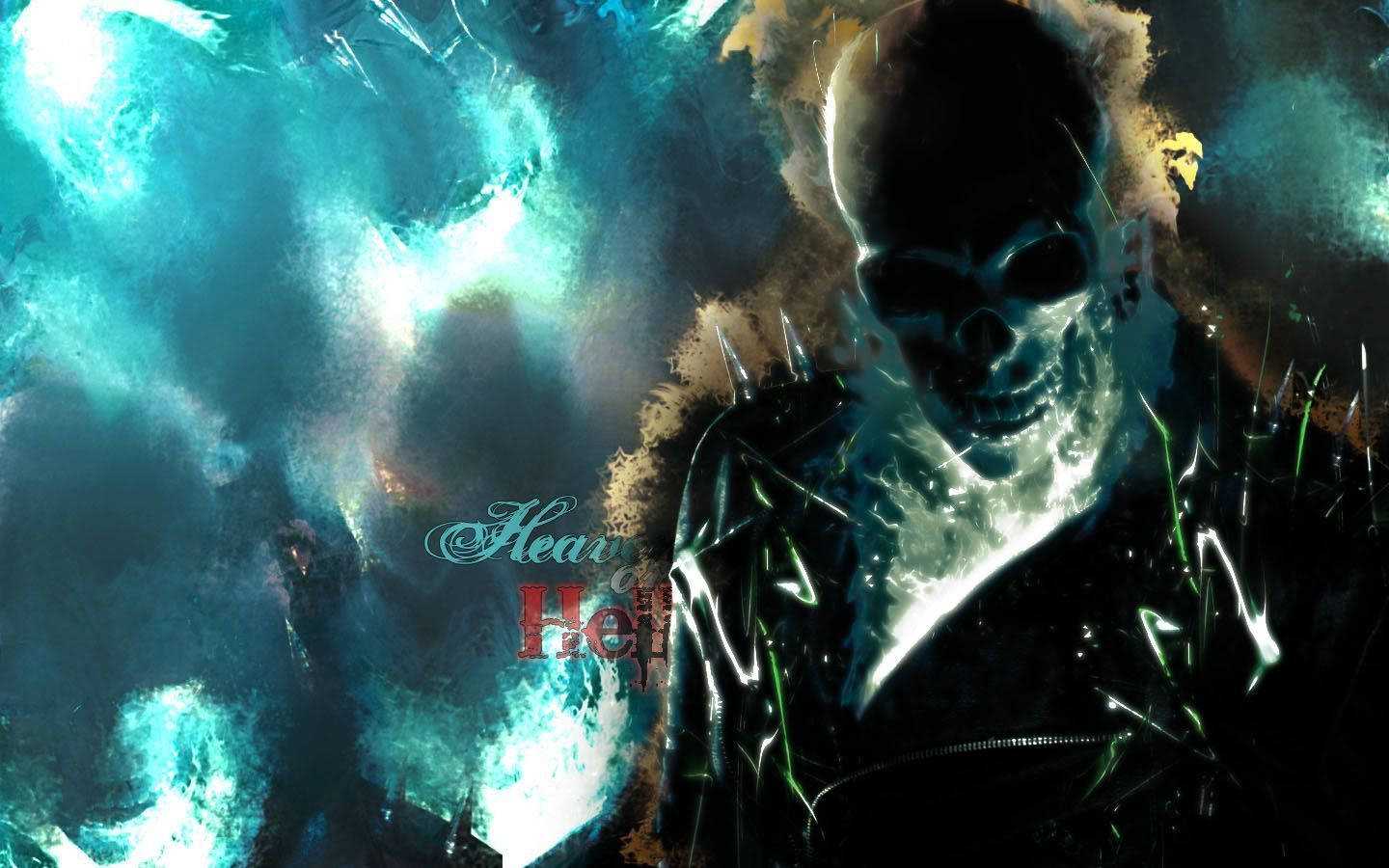 Blue Ghost Rider, spiked leather jacket, teal and black cosmic energy, HD Desktop Wallpaper