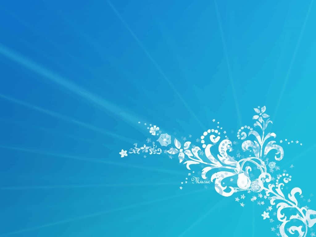 Blue Girly, white floral swirls, stars, SD Desktop Wallpaper