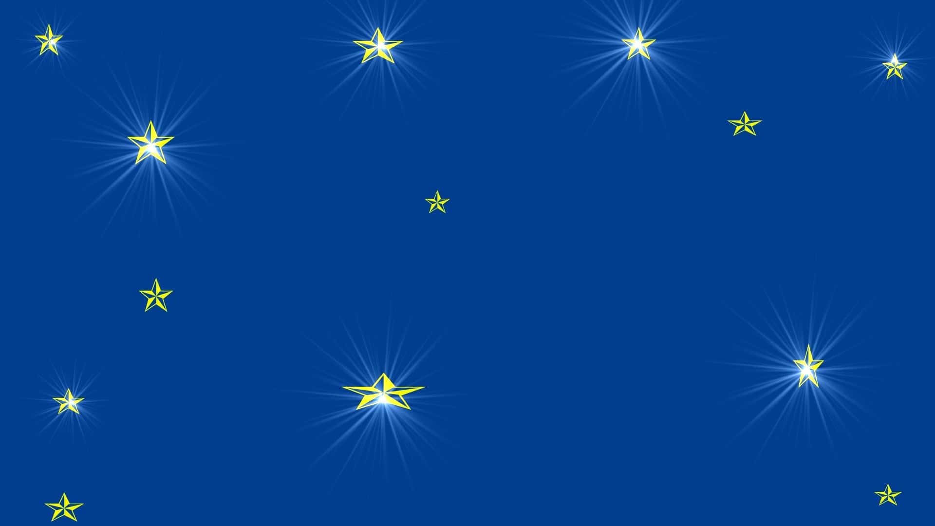 Blue Girly, vibrant blue background, glowing yellow stars, Full HD Desktop Wallpaper