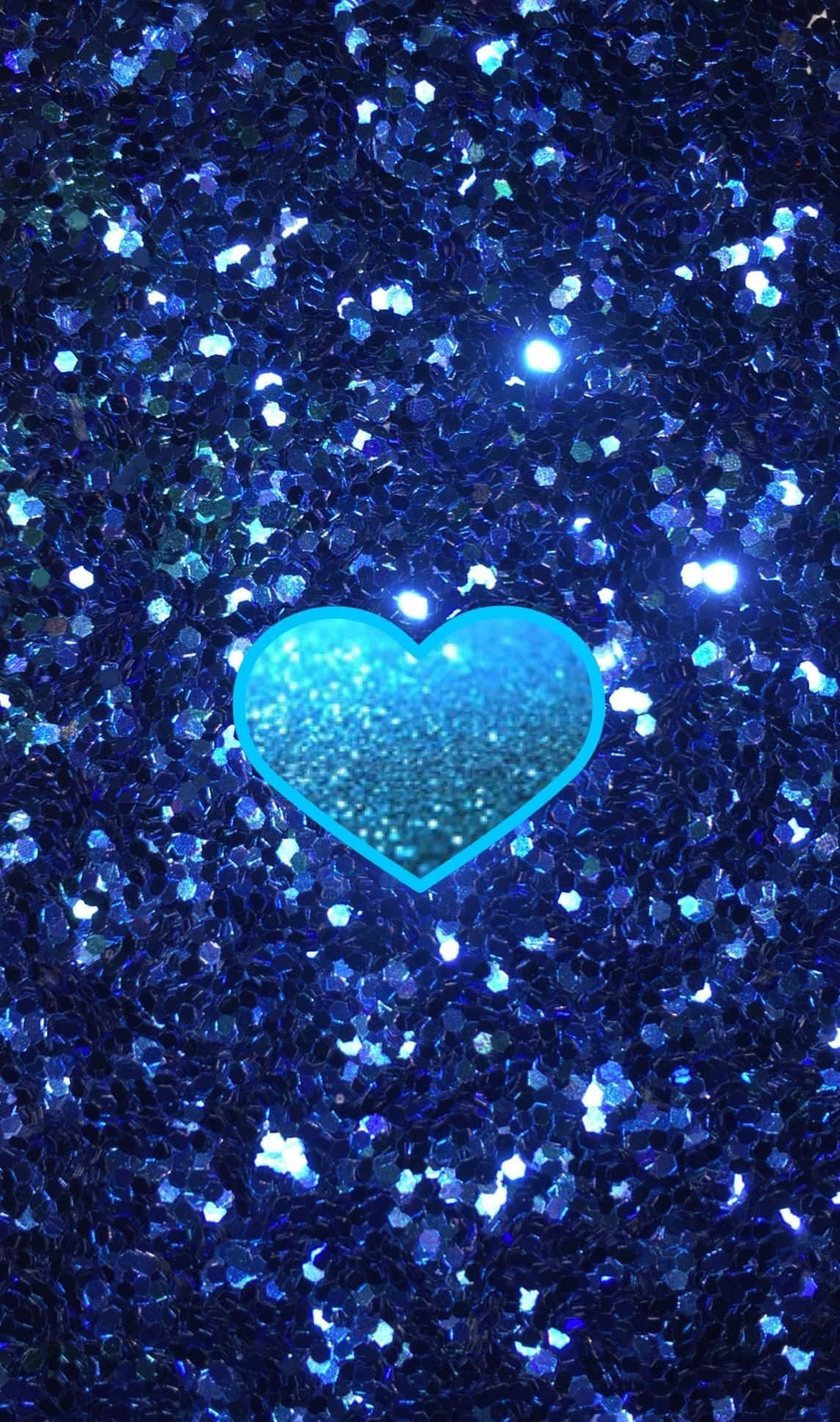 Blue Girly, glowing turquoise heart, sparkling blue glitter particles, Full HD Phone Wallpaper