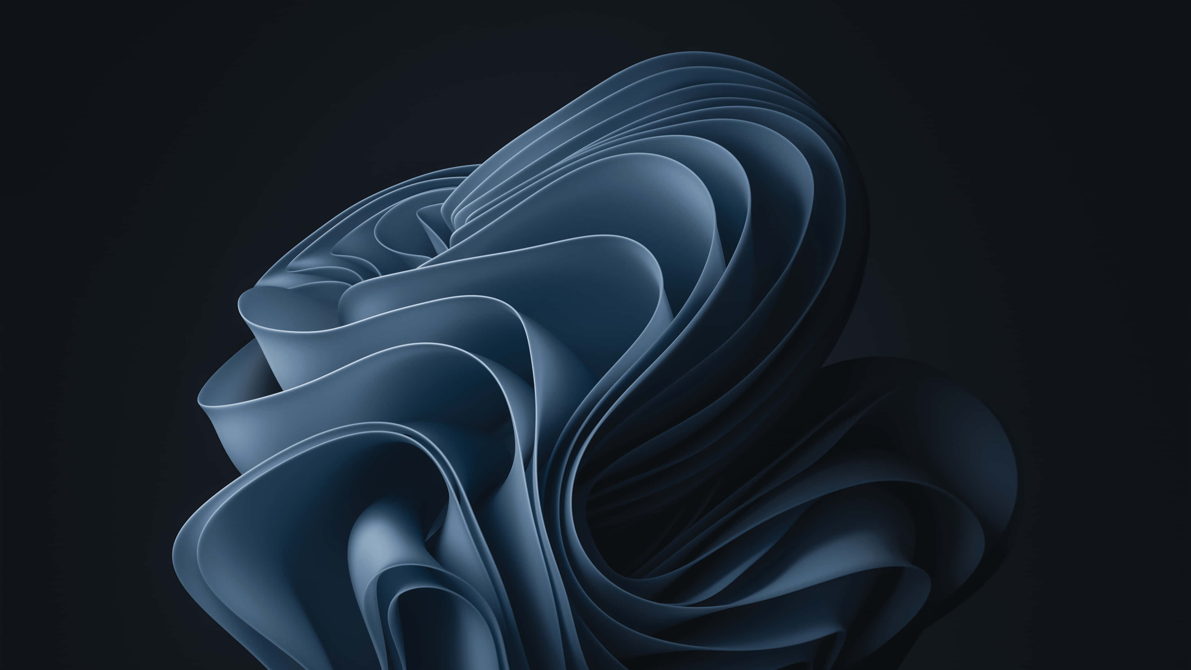 blue gray, blue ribbons, deep black background, 4K Desktop Wallpaper