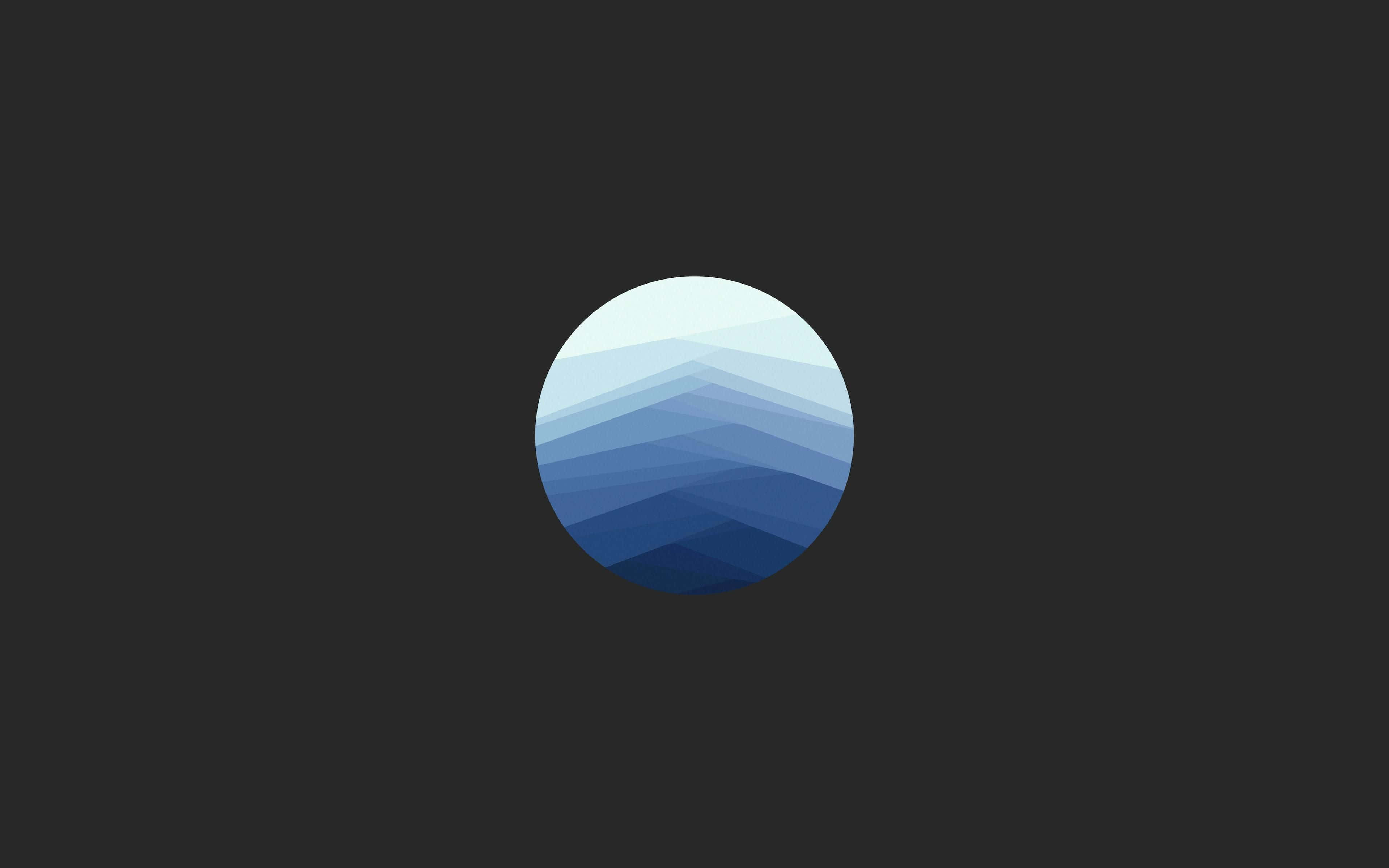 blue gray, minimalist circular abstract mountain range, gradient blues, 4K Desktop Wallpaper