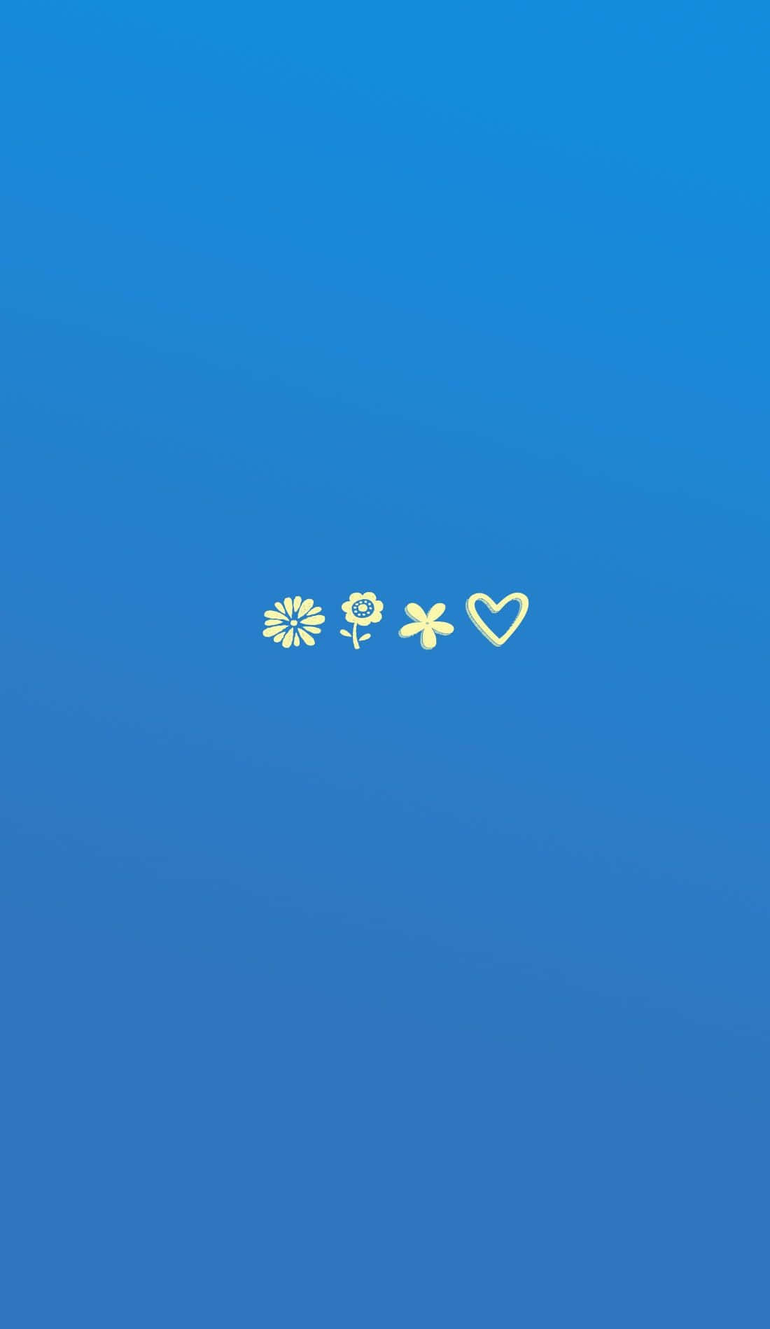 Azure Blue, yellow floral, heart icons, HD Phone Wallpaper