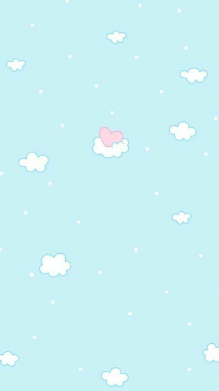 Blue Green Aesthetic, pastel blue sky, fluffy white clouds, SD Phone Wallpaper