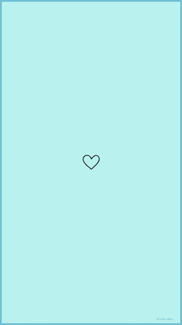 Blue Green Aesthetic, minimalist heart outline, soft aqua background, SD Phone Wallpaper