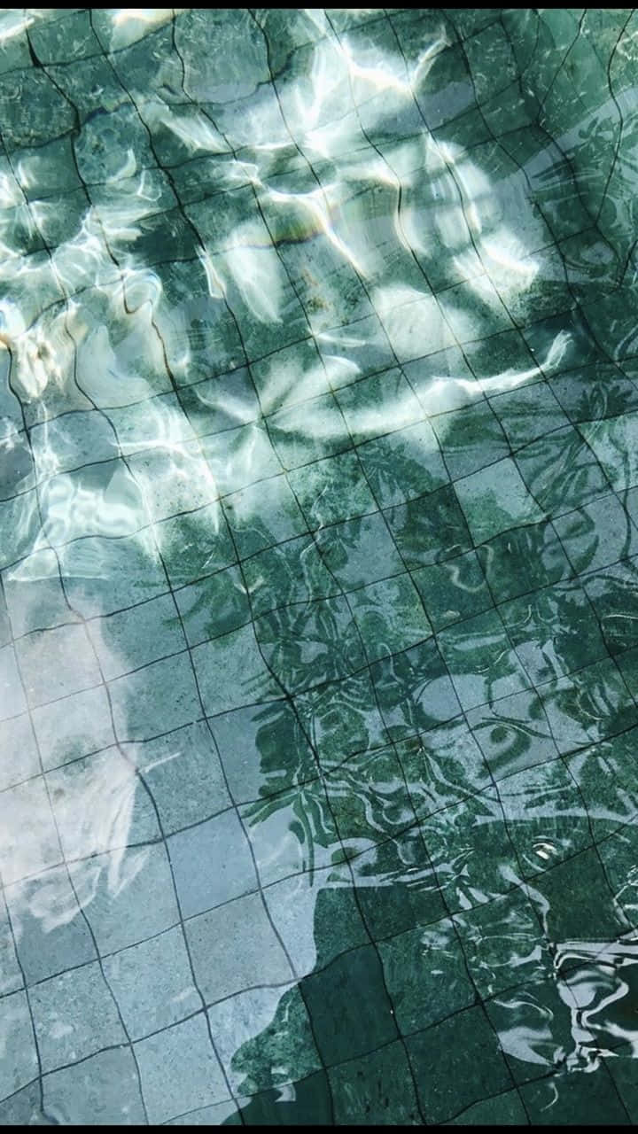 Blue Green Aesthetic, turquoise pool, gray tiles, HD Phone Wallpaper
